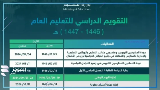 جدول الدراسة الجديد للسعودية